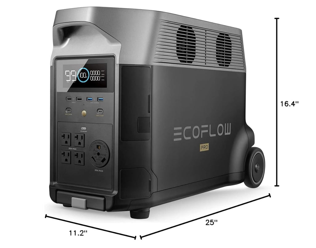 EF ECOFLOW Portable Power Station 3600Wh DELTA Pro, 120V AC Outlets x 5, 3600W, 2.7H Fast Charge, Lifepo4 Power Station