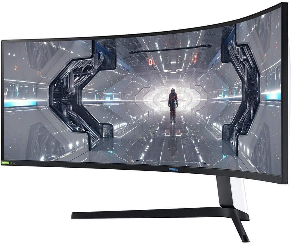SAMSUNG 49” Odyssey G9 Gaming Monitor, 1000R Curved Screen, QLED, Dual QHD Display, 240Hz, NVIDIA G-SYNC and FreeSync Premium Pro, LC49G95TSSNXZA, Black