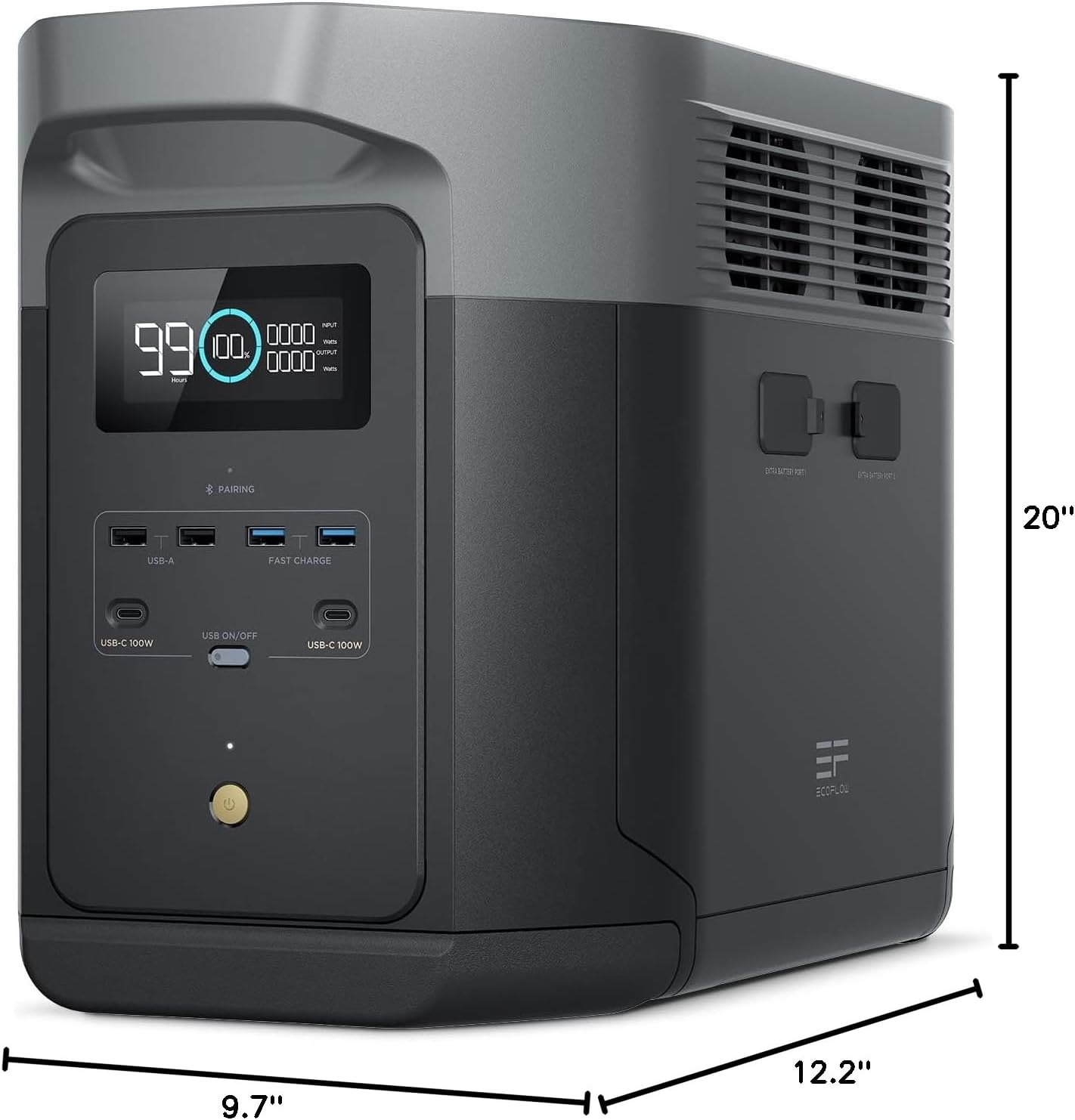 EF ECOFLOW Portable Power Station DELTA 2 Max, 2400W LFP Solar Generator, Full Charge in 1 Hr