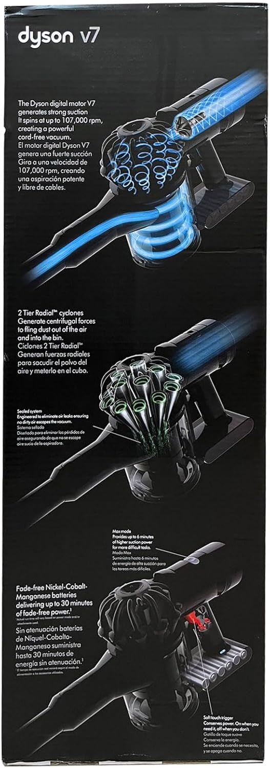 Dyson – V7 Fluffy Hardwood Cord-Free Stick Vacuum – Iron/Blue