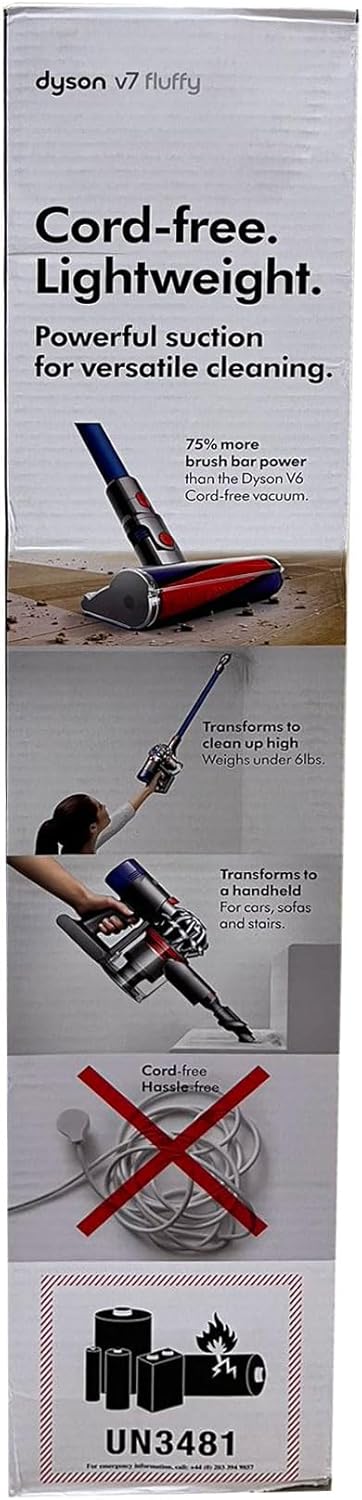Dyson – V7 Fluffy Hardwood Cord-Free Stick Vacuum – Iron/Blue