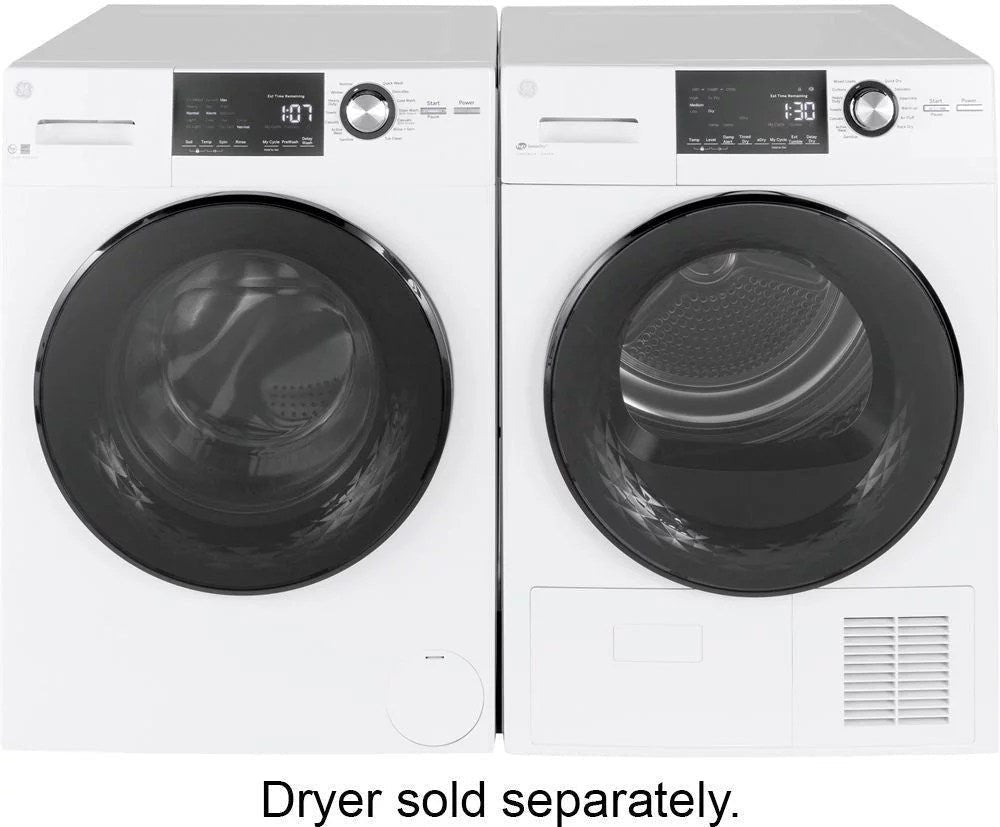 GE – 2.4 Cu. Ft. High Efficiency Stackable Front Load Washer with Steam and Sanitize – White