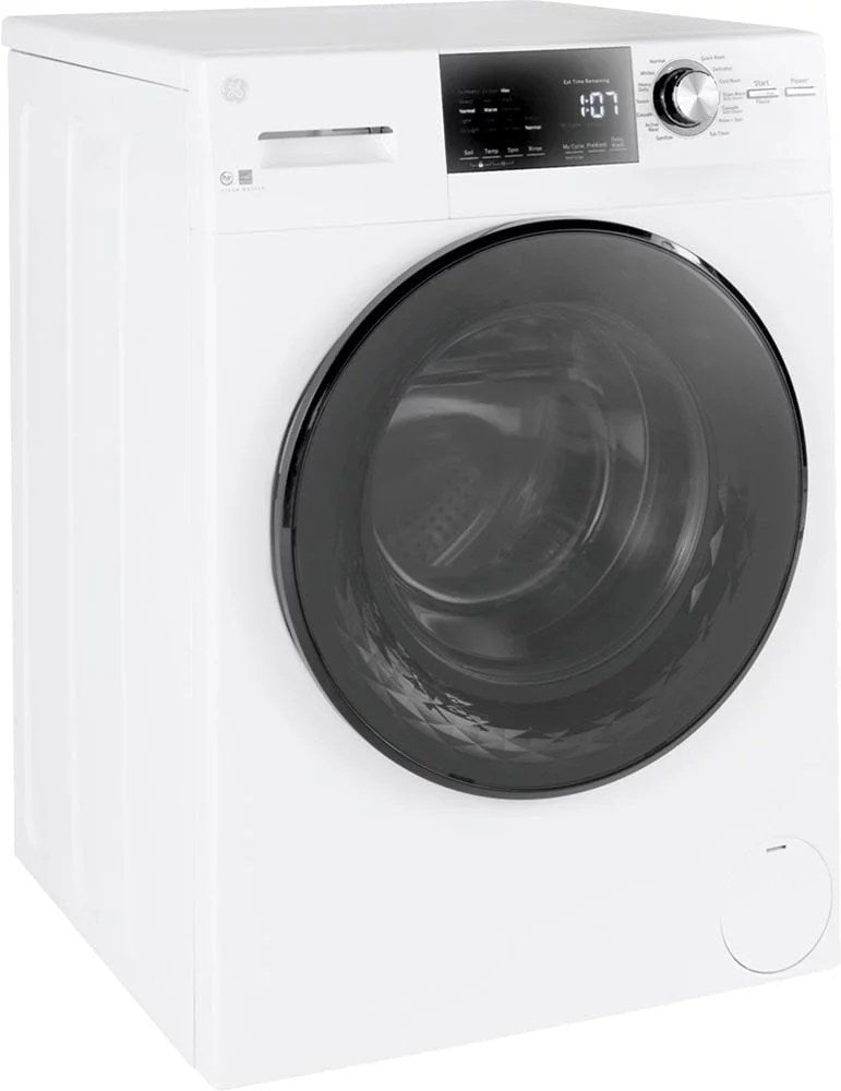 GE – 2.4 Cu. Ft. High Efficiency Stackable Front Load Washer with Steam and Sanitize – White