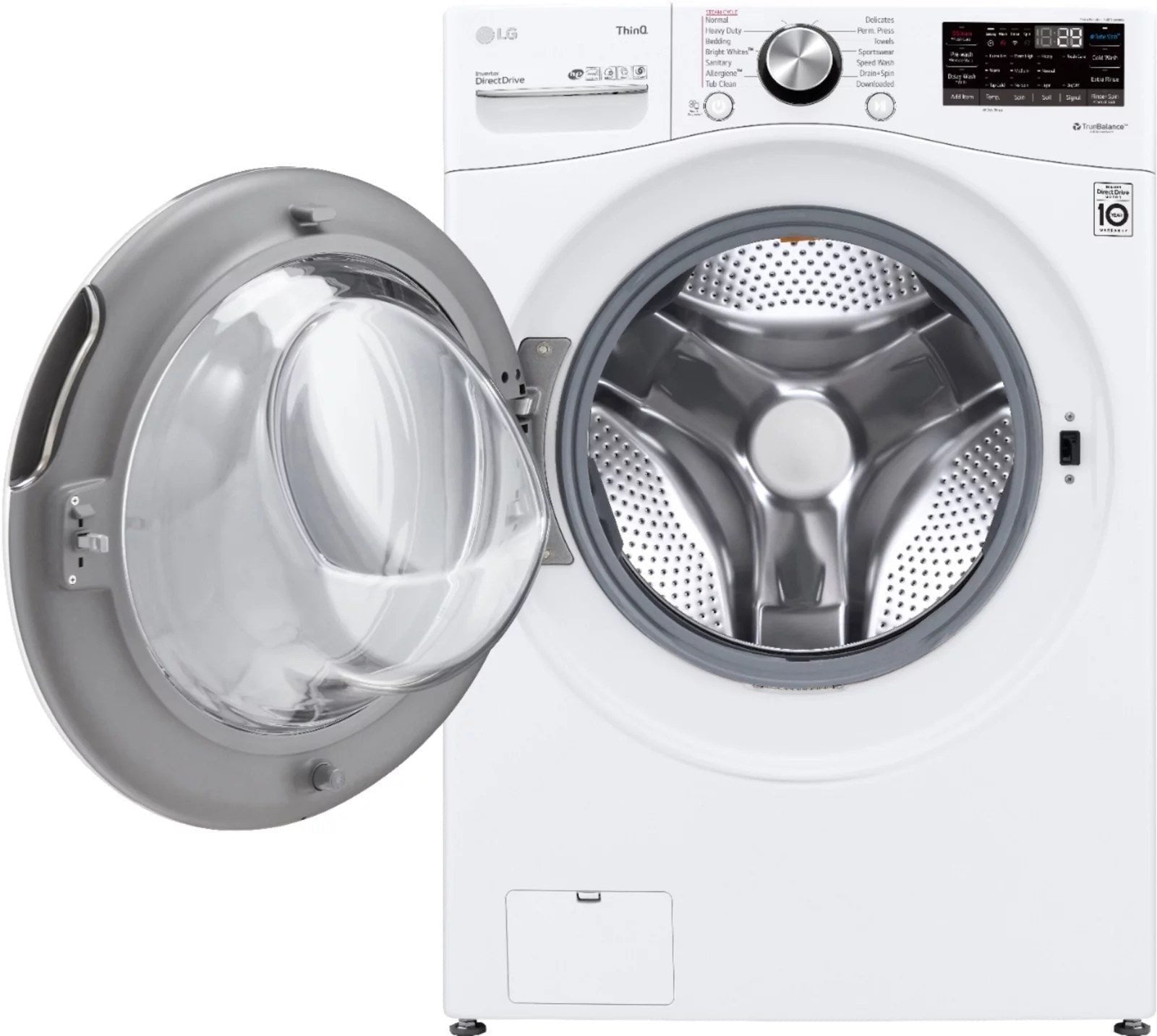 LG – 5.0 Cu. Ft. High-Efficiency Stackable Smart Front Load Washer with Steam and Built-In Intelligence – White