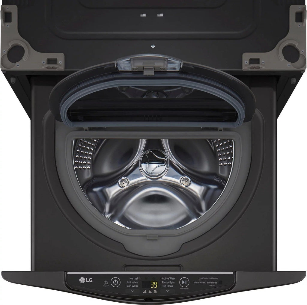 LG – SideKick 1.0 Cu. Ft. High-Efficiency Smart Top Load Pedestal Washer with 3-Motion Technology – Black steel