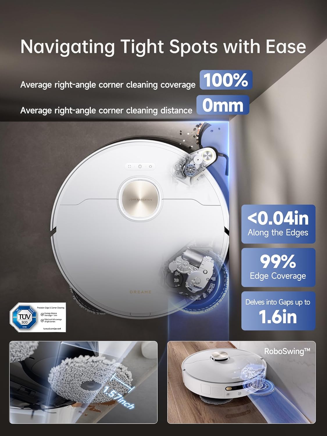 Dreame X40 Ultra Robot Vacuum with 12,000Pa Suction, Liftable Mop, Self-Cleaning & Auto-Empty