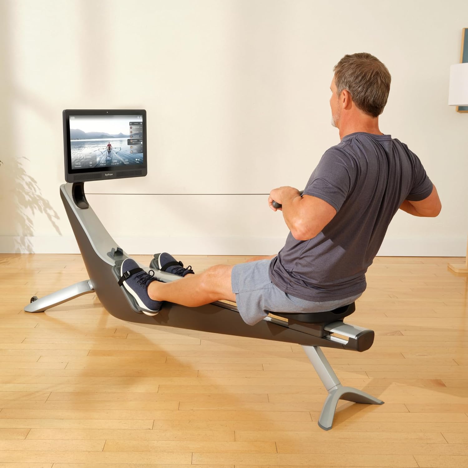 Hydrow Origin Rowing Machine with 22″ HD Rotating Screen, Upright Storage