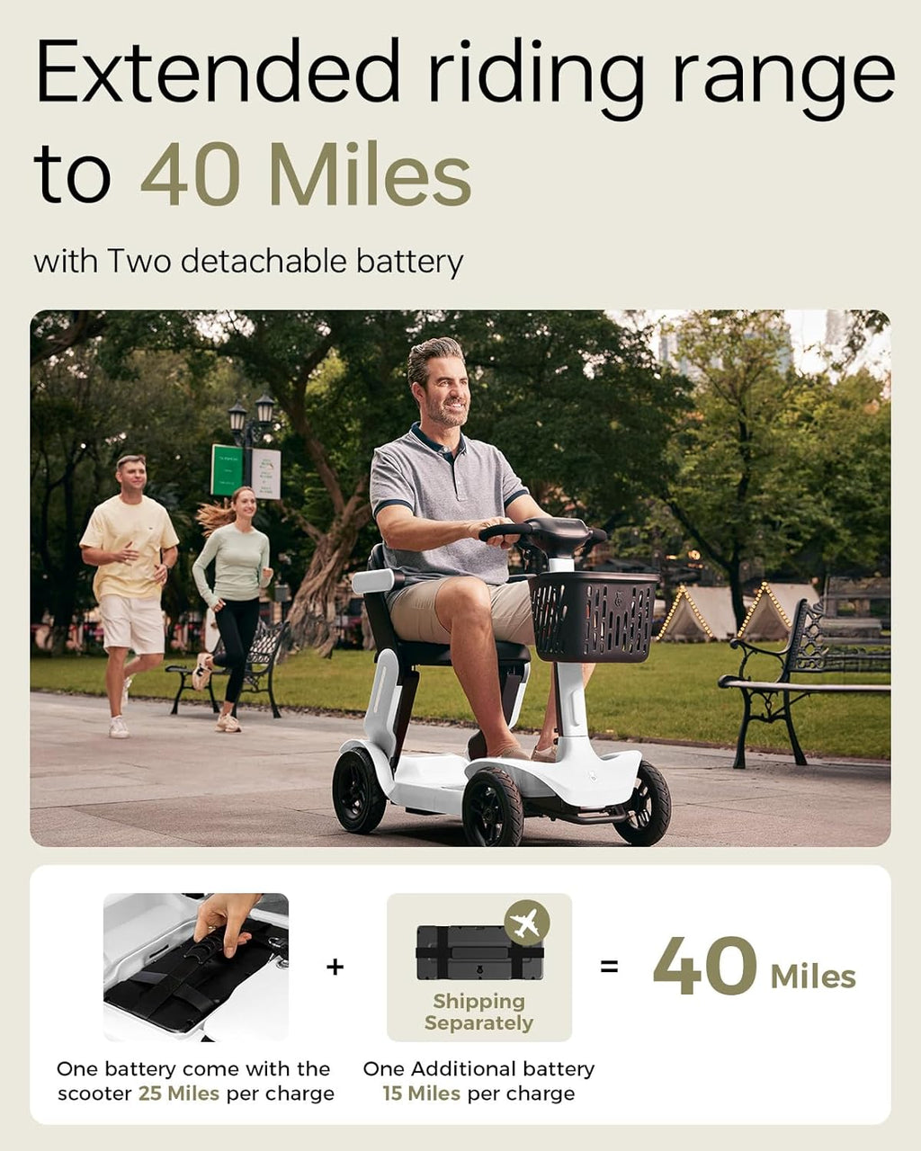 Paiseec S3 Pro Foldable 4-Wheel Mobility Scooter for Seniors, 40 Mile Range, 250W, All-Terrain