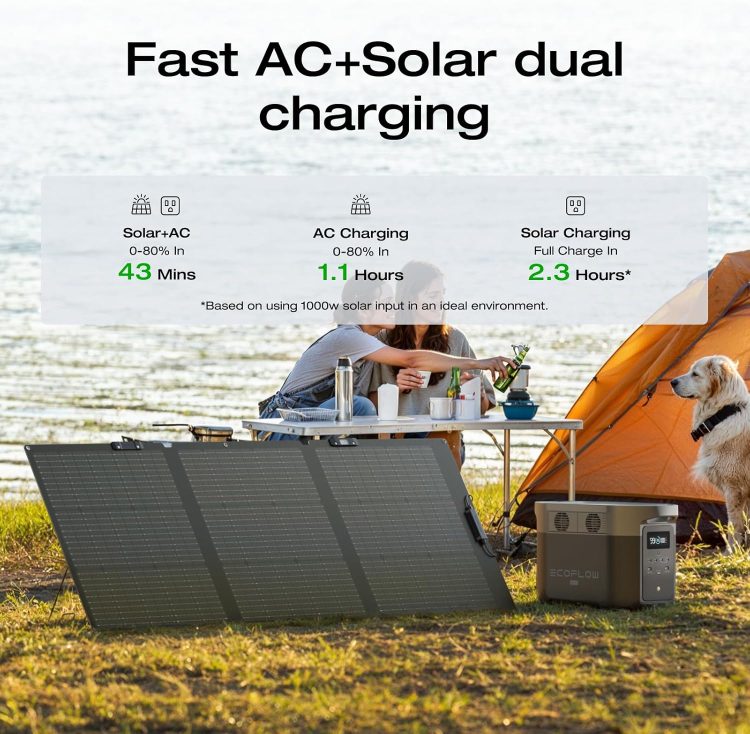 EF ECOFLOW Portable Power Station DELTA 2 Max, 2400W LFP Solar Generator, Full Charge in 1 Hr