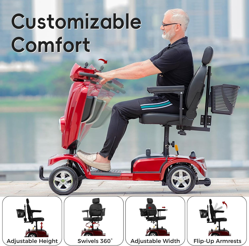 Heavy Duty Electric Mobility Scooter for Adults & Seniors, 16–32 Mile Range, 500–1000W, Off-Road