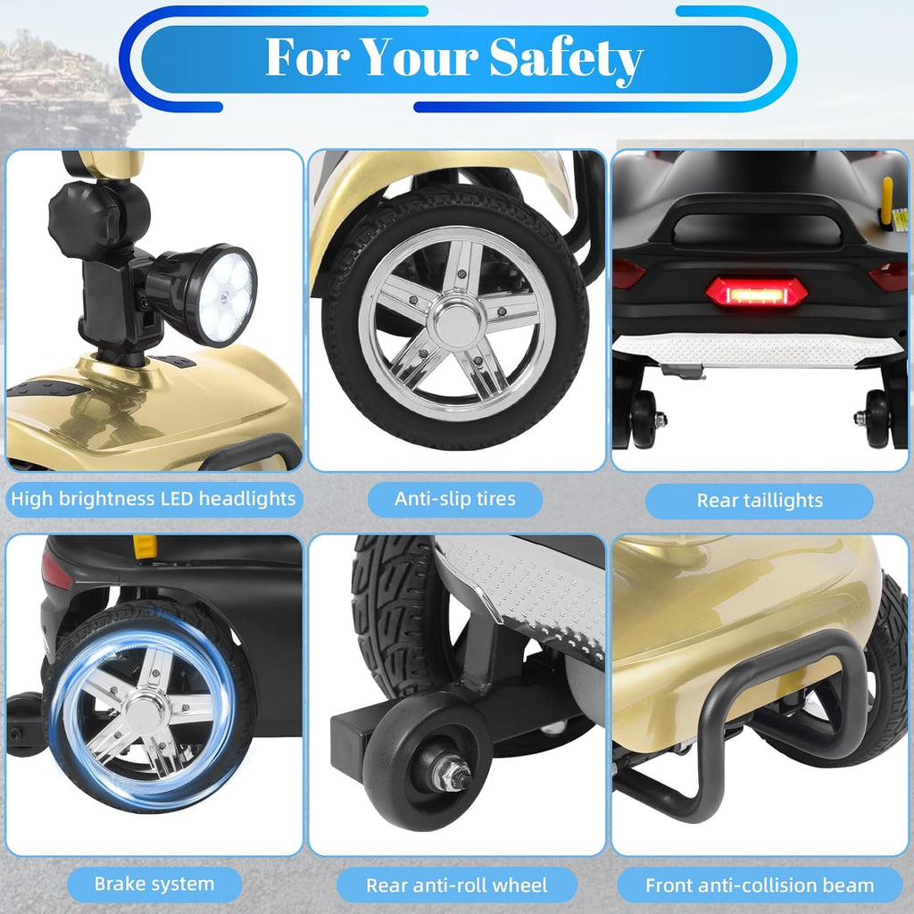 4-Wheel Mobility Scooter for Adults & Seniors, 15–30 Mile Range, 350W, Removable Battery, Compact