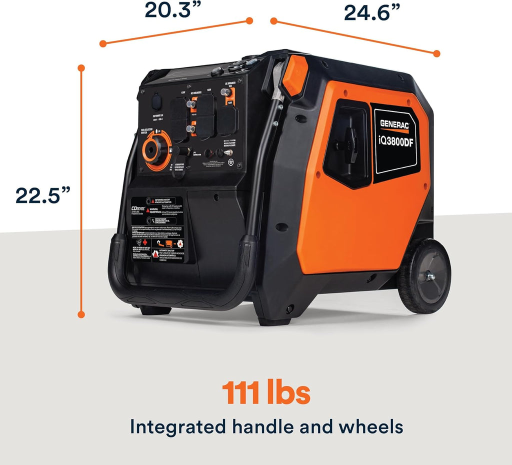 Generac 3,300-Watt Gas Powered Portable Inverter Generator – Lightweight and Compact