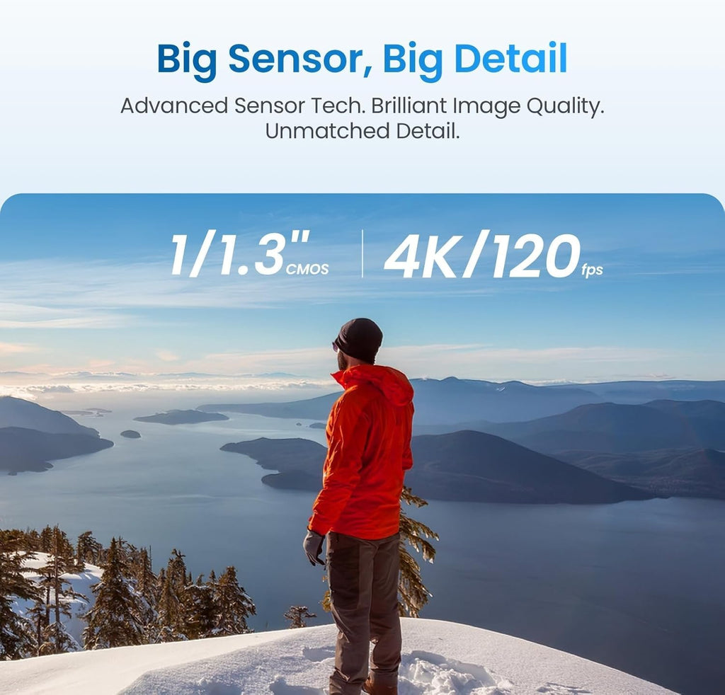 Action Camera 4K Waterproof to 52 ft with Hyper Stabilization & 3‑Hour Battery