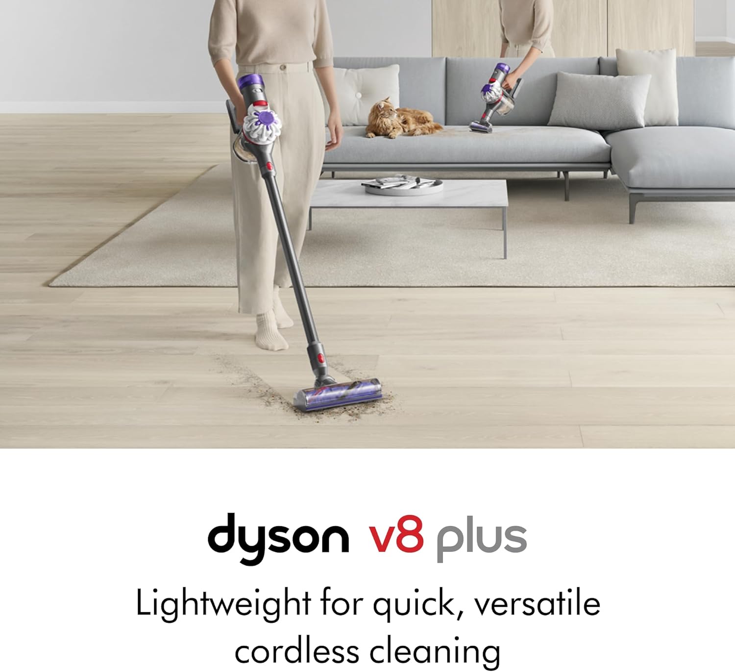 Dyson V8 Plus Cordless Vacuum, Cleans Hard Floors and Carpets