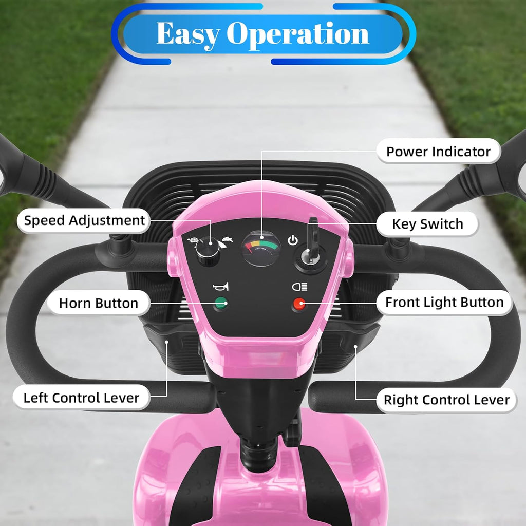 4-Wheel Mobility Scooter for Adults & Seniors, 15–30 Mile Range, 350W, Removable Battery, Compact