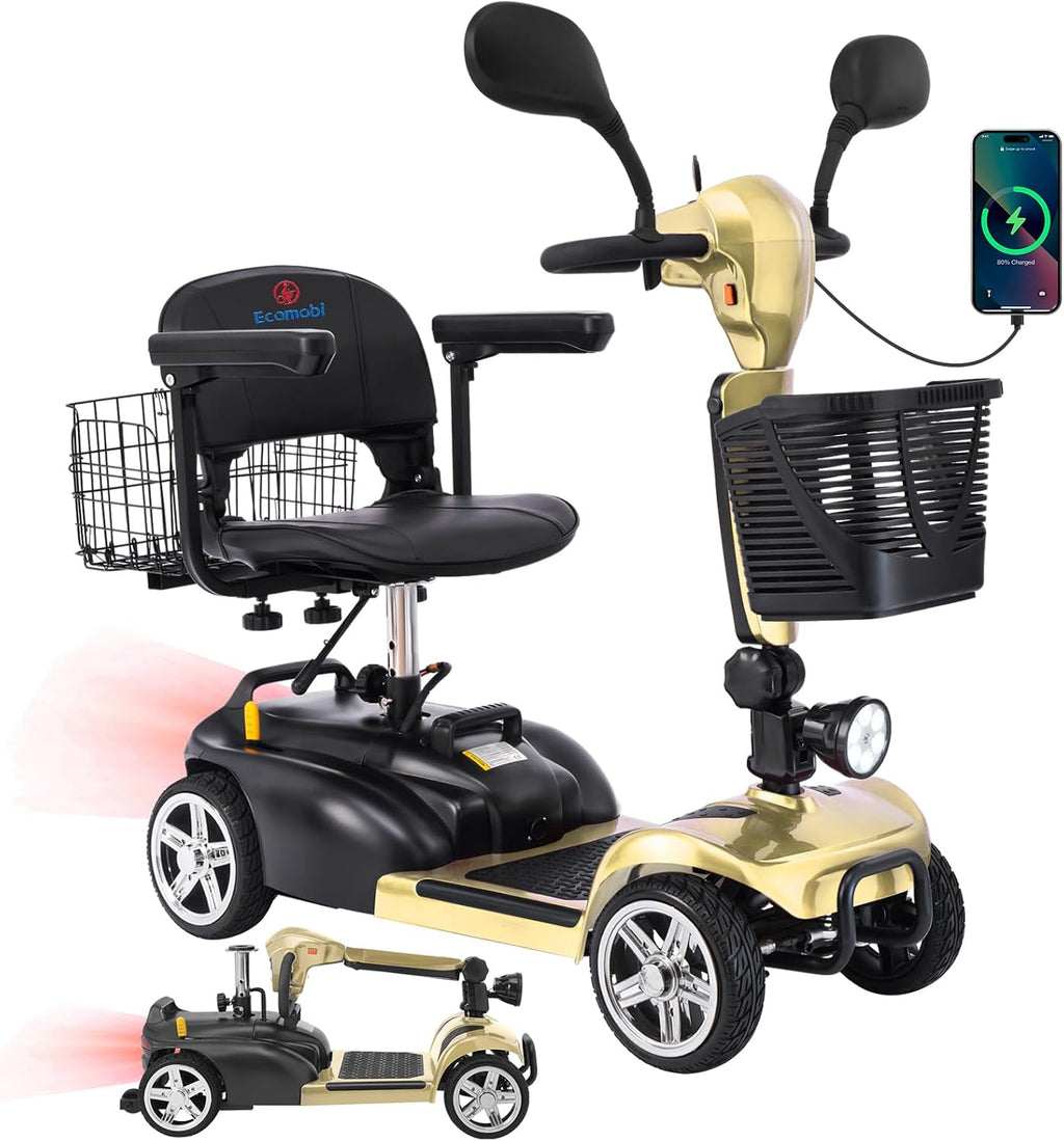 4-Wheel Mobility Scooter for Adults & Seniors, 15–30 Mile Range, 350W, Removable Battery, Compact
