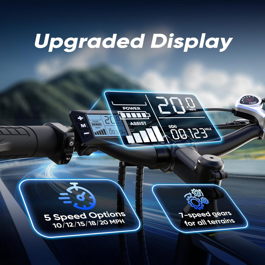 Electric Bike for Adults, 750–1000W, 60 Mile Range, 20MPH, 20″/26″ Tires, Mountain & Commuting