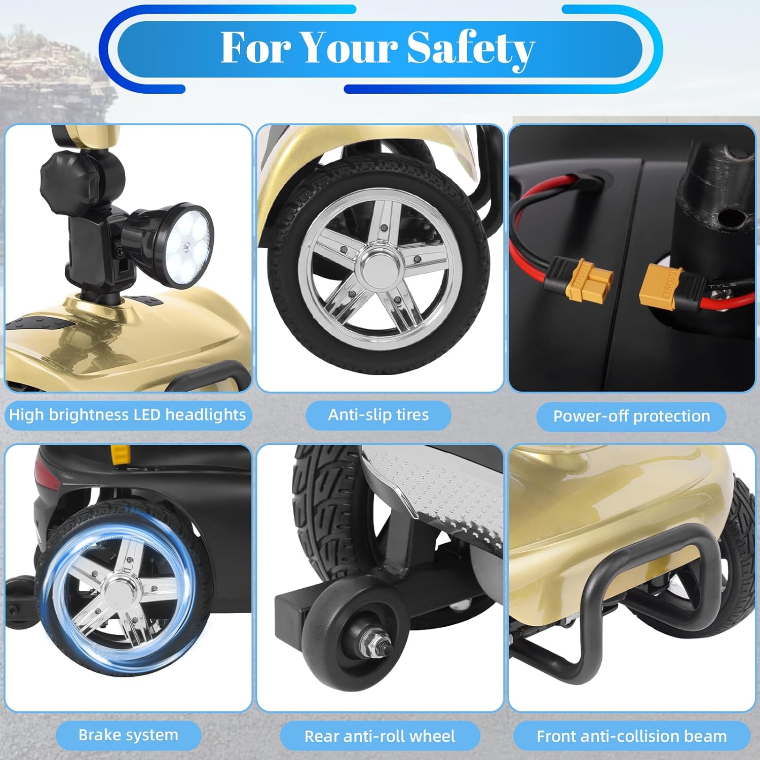4-Wheel Mobility Scooter for Adults & Seniors, 15–30 Mile Range, 350W, Removable Battery, Compact