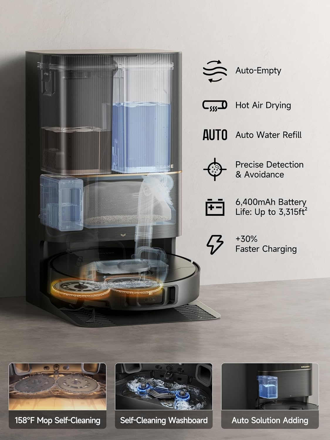 Dreame X40 Ultra Robot Vacuum with 12,000Pa Suction, Liftable Mop, Self-Cleaning & Auto-Empty