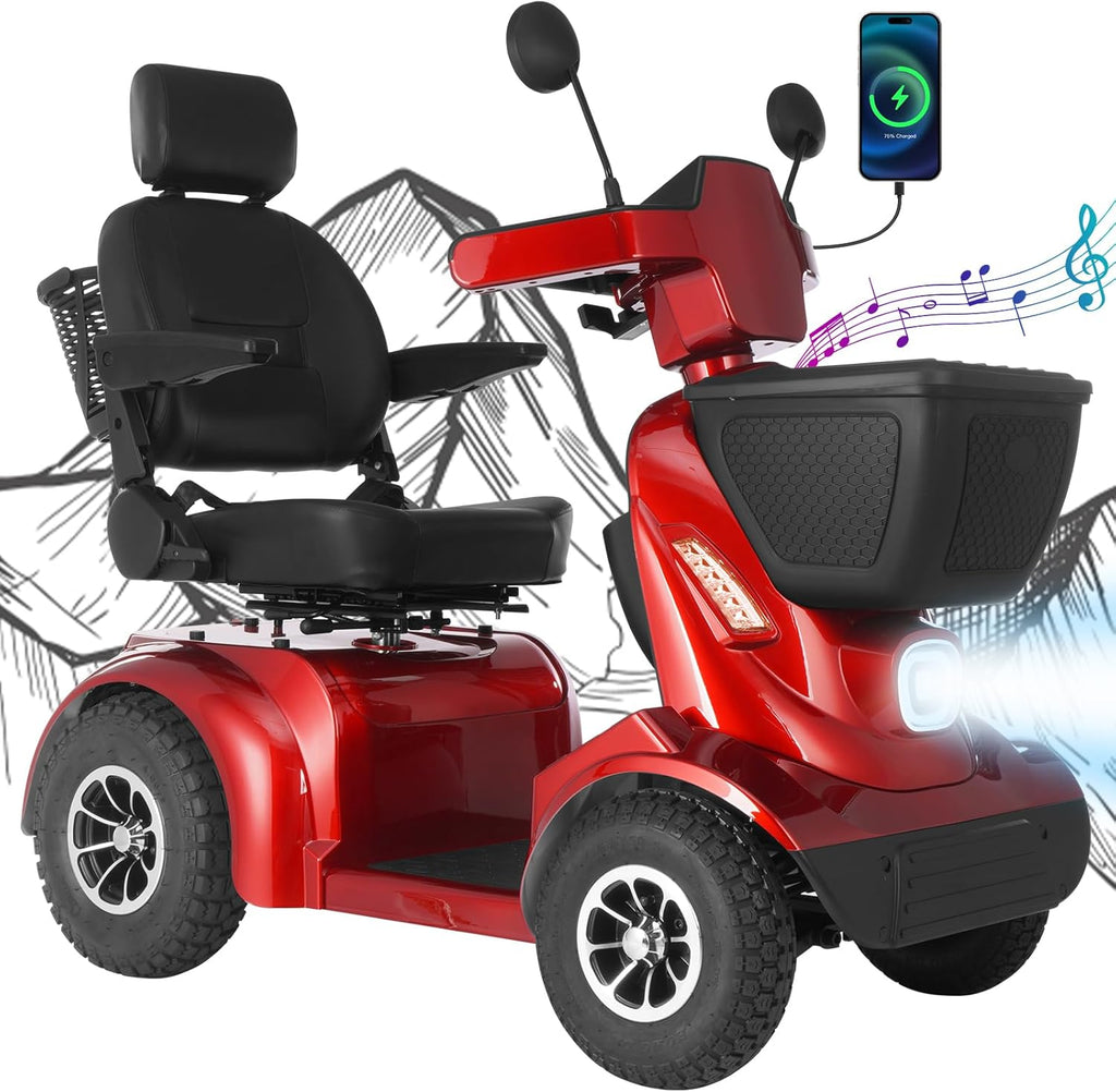 Heavy Duty Electric Mobility Scooter for Adults & Seniors, 16–32 Mile Range, 500–1000W, Off-Road