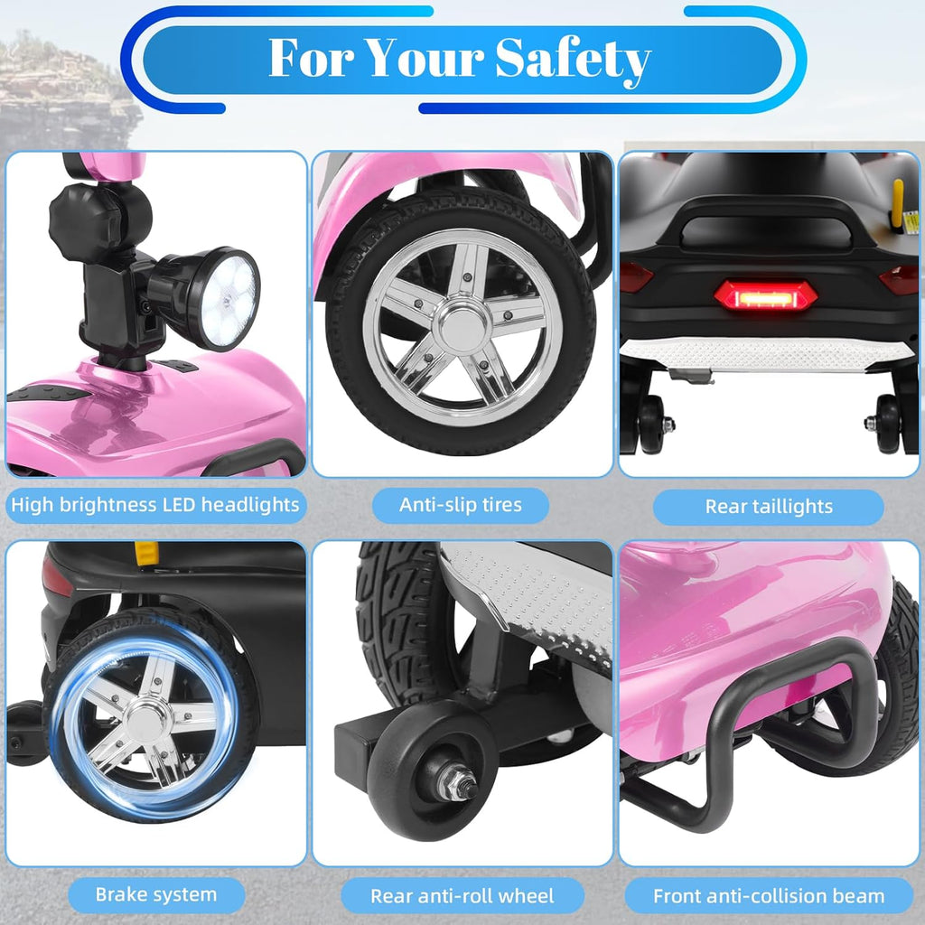 4-Wheel Mobility Scooter for Adults & Seniors, 15–30 Mile Range, 350W, Removable Battery, Compact