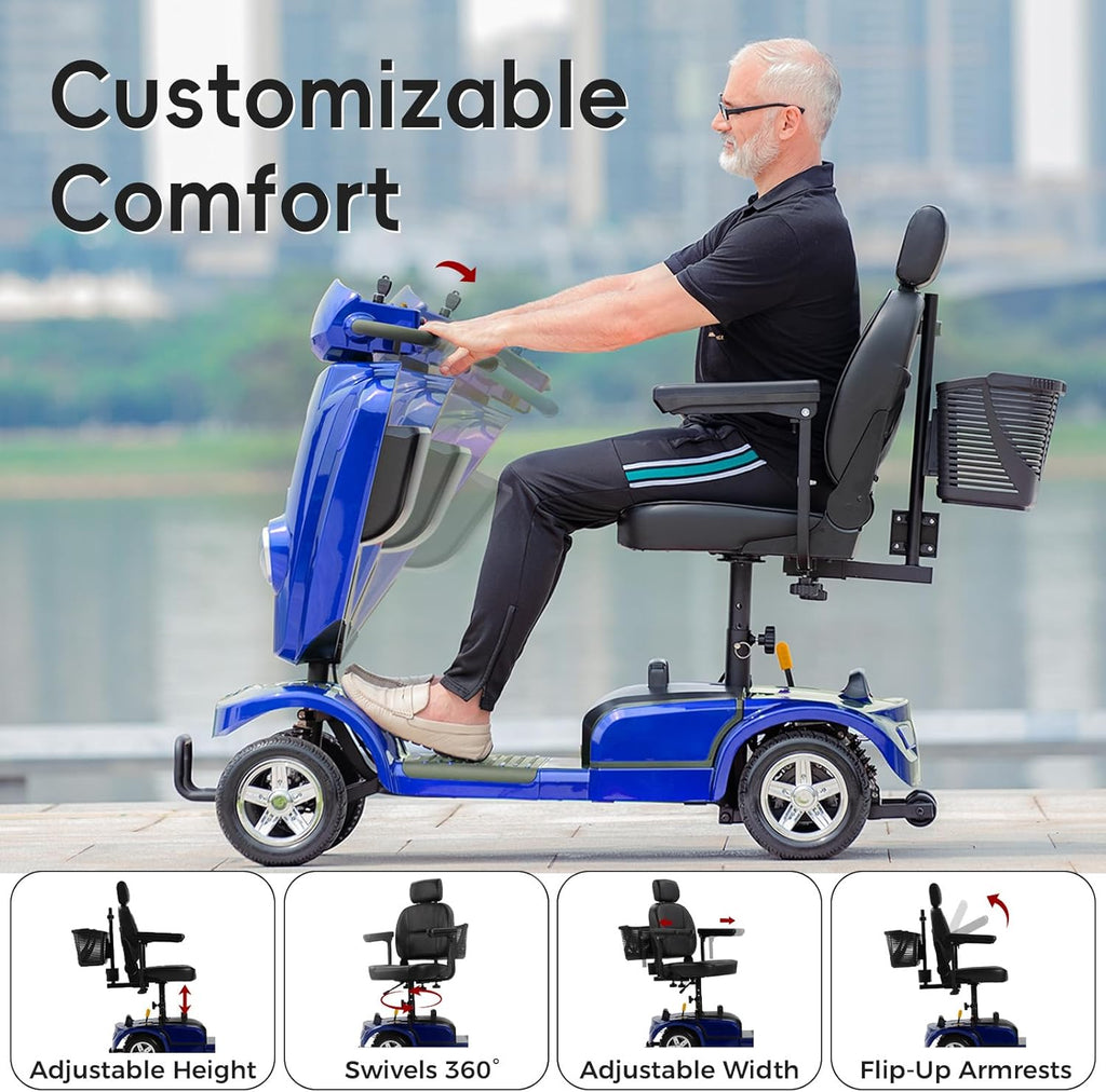 Heavy Duty Electric Mobility Scooter for Adults & Seniors, 16–32 Mile Range, 500–1000W, Off-Road
