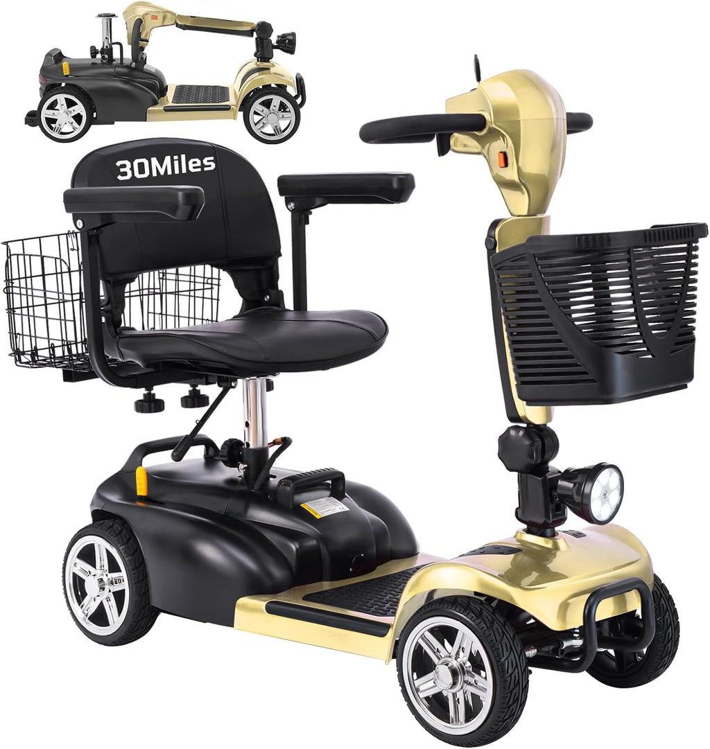 4-Wheel Mobility Scooter for Adults & Seniors, 15–30 Mile Range, 350W, Removable Battery, Compact