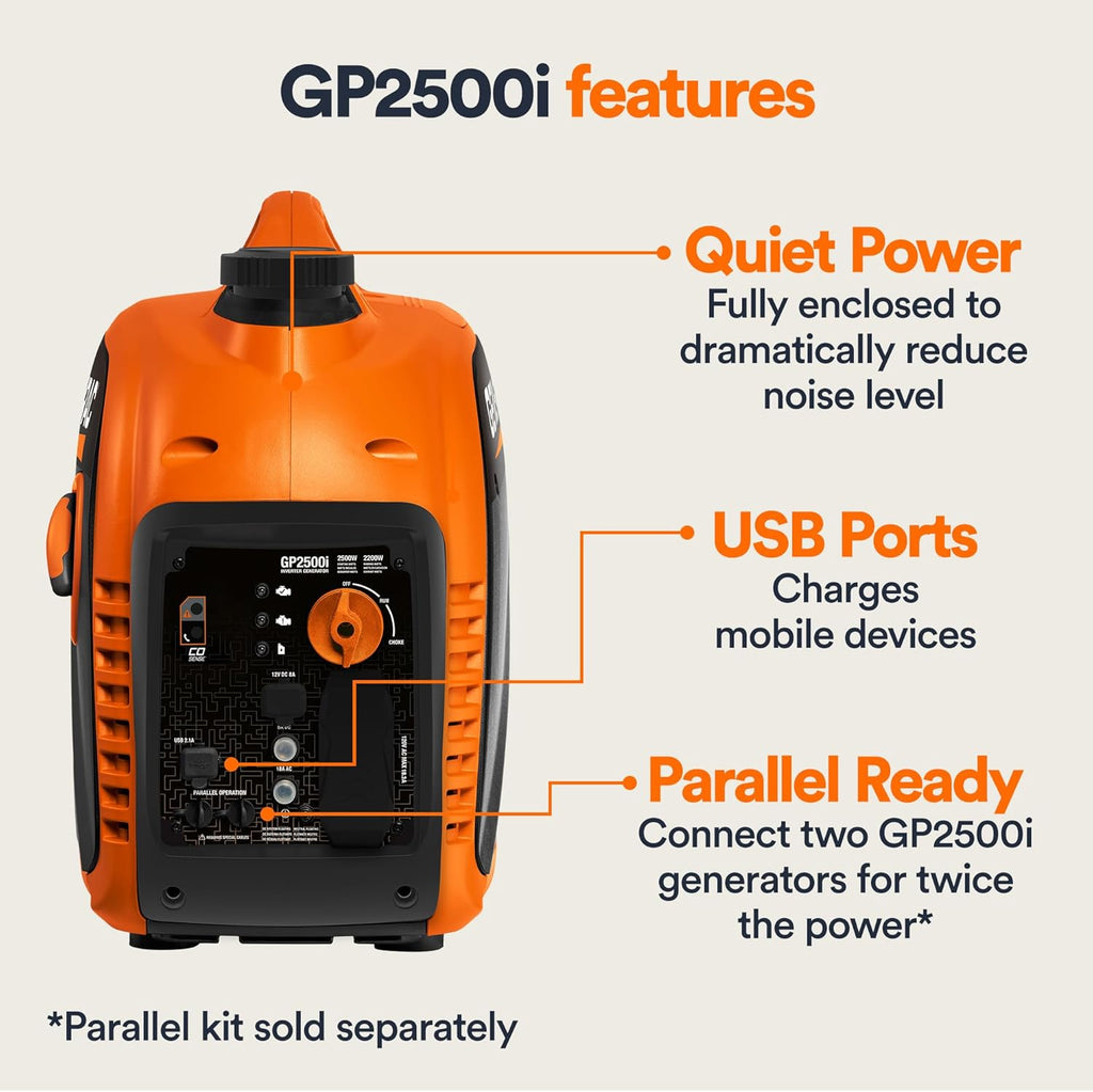 Generac 3,300-Watt Gas Powered Portable Inverter Generator – Lightweight and Compact