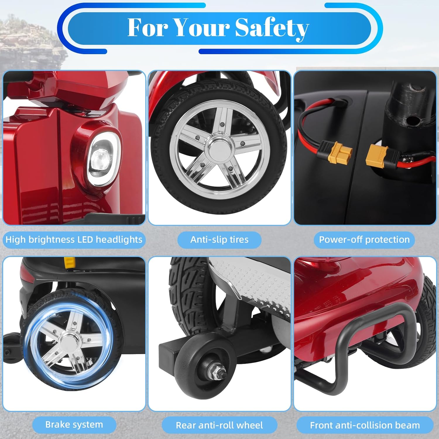 4-Wheel Mobility Scooter for Adults & Seniors, 15–30 Mile Range, 350W, Removable Battery, Compact