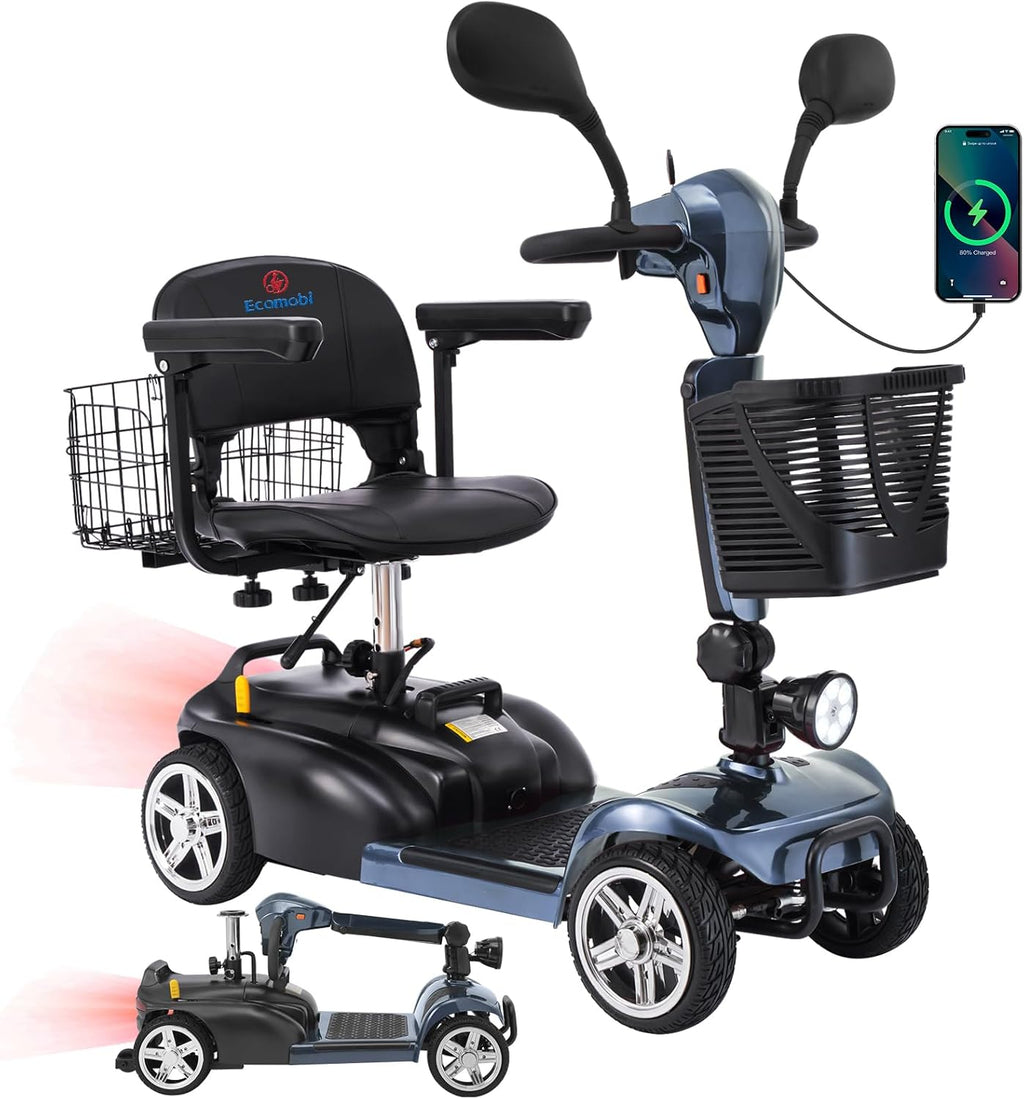 4-Wheel Mobility Scooter for Adults & Seniors, 15–30 Mile Range, 350W, Removable Battery, Compact