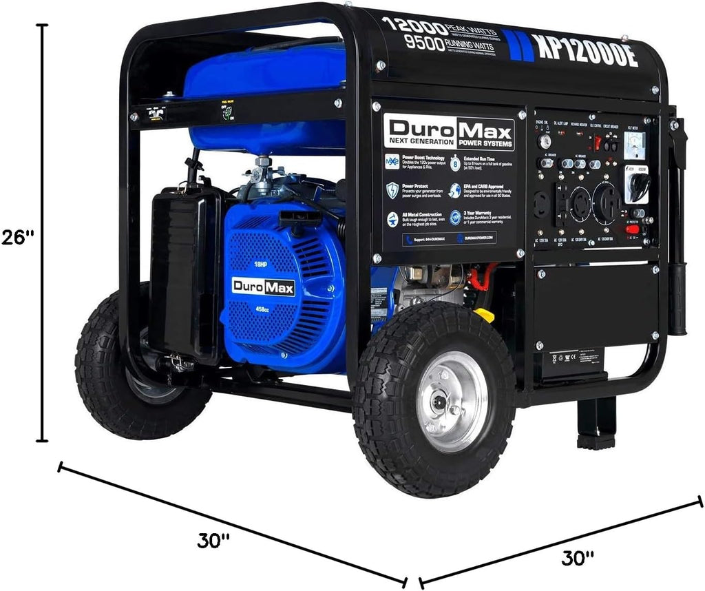 DuroMax XP13000EH 13,000-Watt Dual Fuel Portable Generator – Gas & Propane, Electric Start
