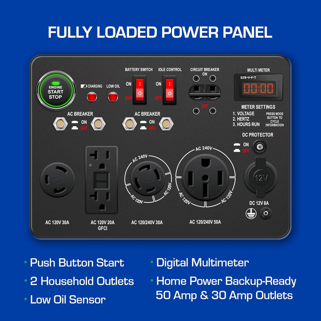 DuroMax XP13000EH 13,000-Watt Dual Fuel Portable Generator – Gas & Propane, Electric Start