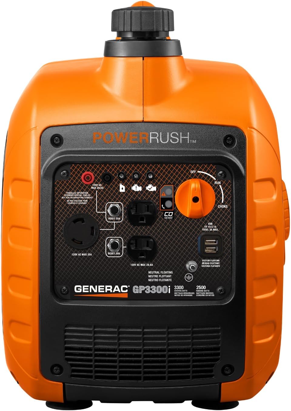 Generac 3,300-Watt Gas Powered Portable Inverter Generator – Lightweight and Compact