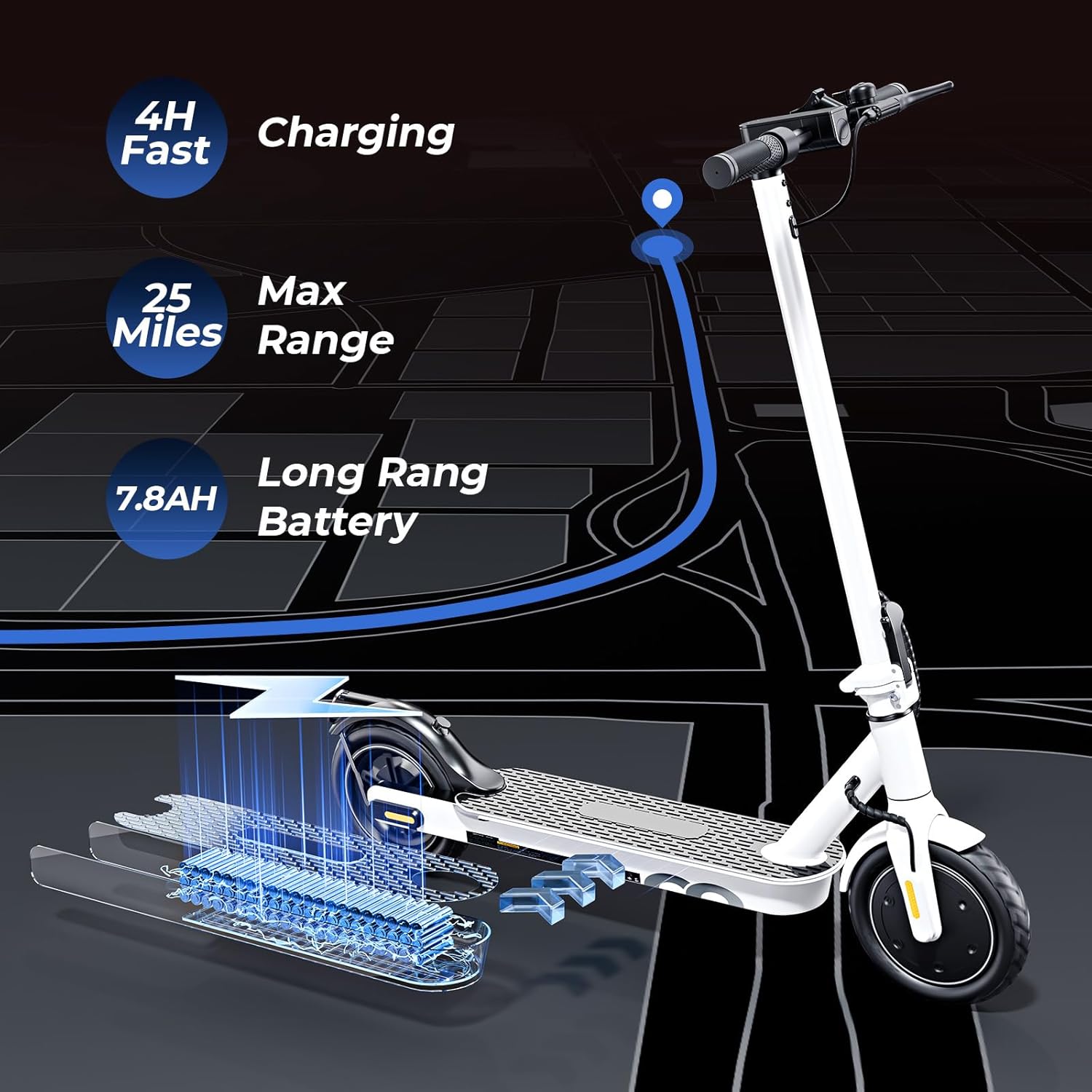 Electric Scooter for Kids & Teens, 500–1000W, 18–25 MPH, 21–28 Mile Range