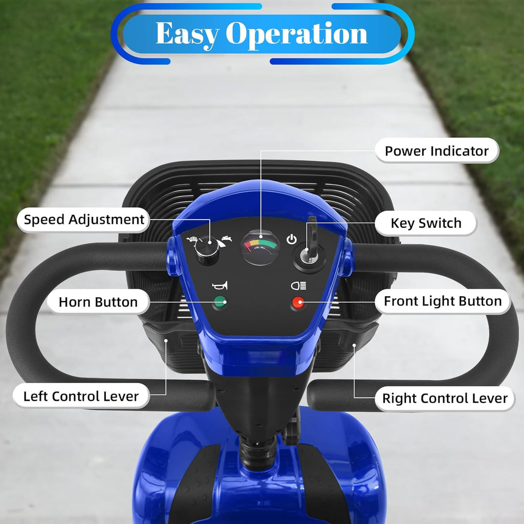 4-Wheel Mobility Scooter for Adults & Seniors, 15–30 Mile Range, 350W, Removable Battery, Compact