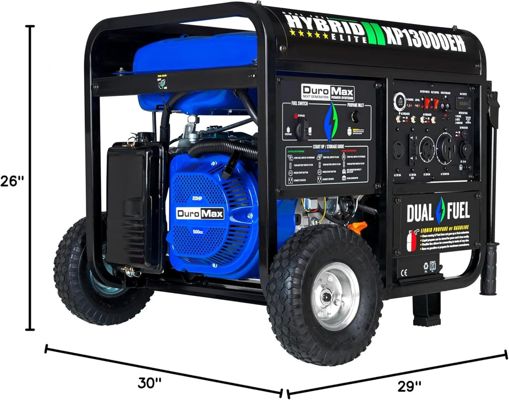 DuroMax XP13000EH 13,000-Watt Dual Fuel Portable Generator – Gas & Propane, Electric Start