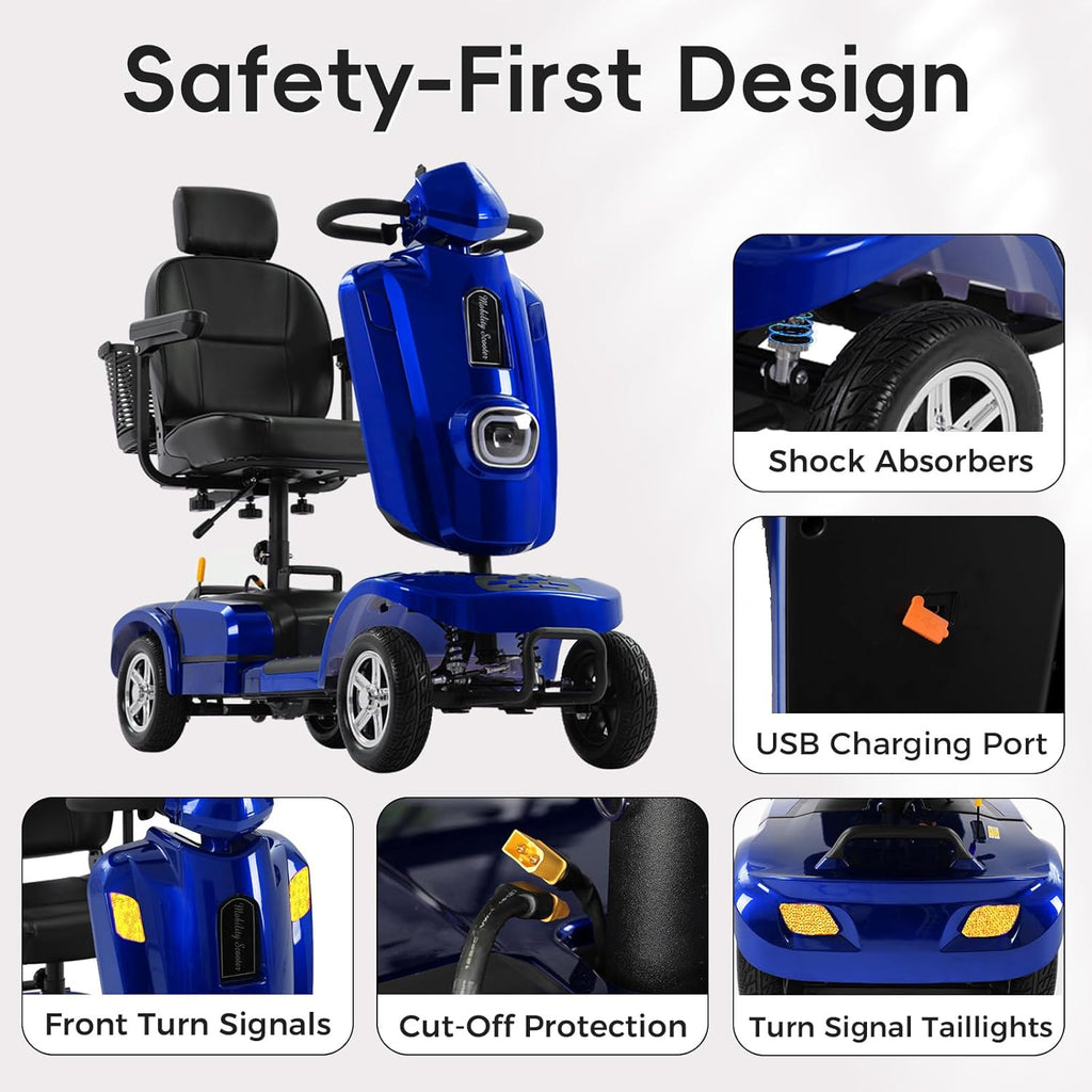 Heavy Duty Electric Mobility Scooter for Adults & Seniors, 16–32 Mile Range, 500–1000W, Off-Road