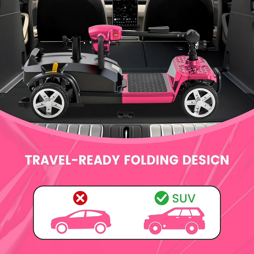 4-Wheel Mobility Scooter for Adults & Seniors, 15–30 Mile Range, 350W, Removable Battery, Compact