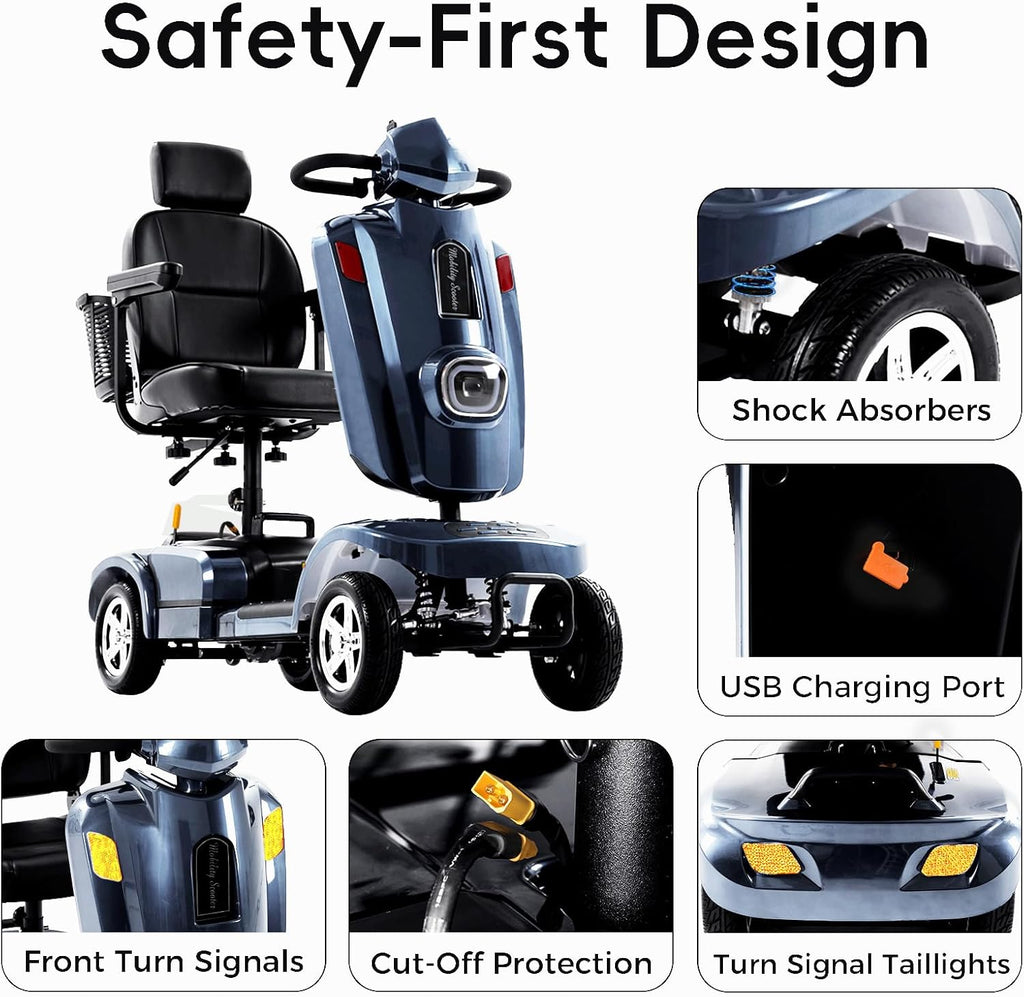 Heavy Duty Electric Mobility Scooter for Adults & Seniors, 16–32 Mile Range, 500–1000W, Off-Road