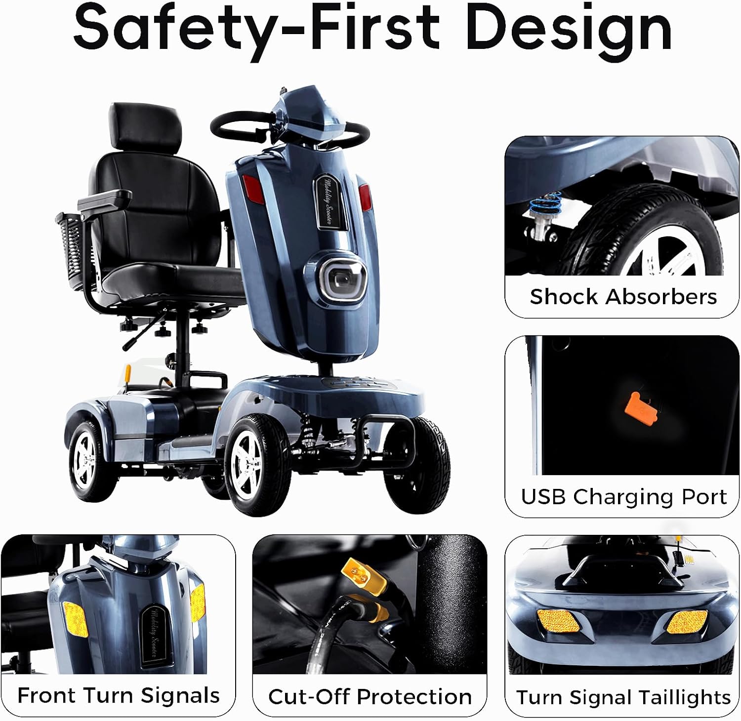 Heavy Duty Electric Mobility Scooter for Adults & Seniors, 16–32 Mile Range, 500–1000W, Off-Road