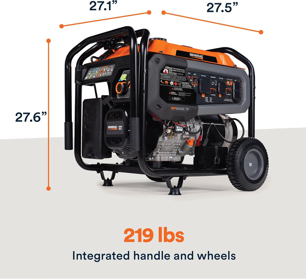Generac 8,125 Starting Watt Portable Gas Generator – Includes Extension Cord