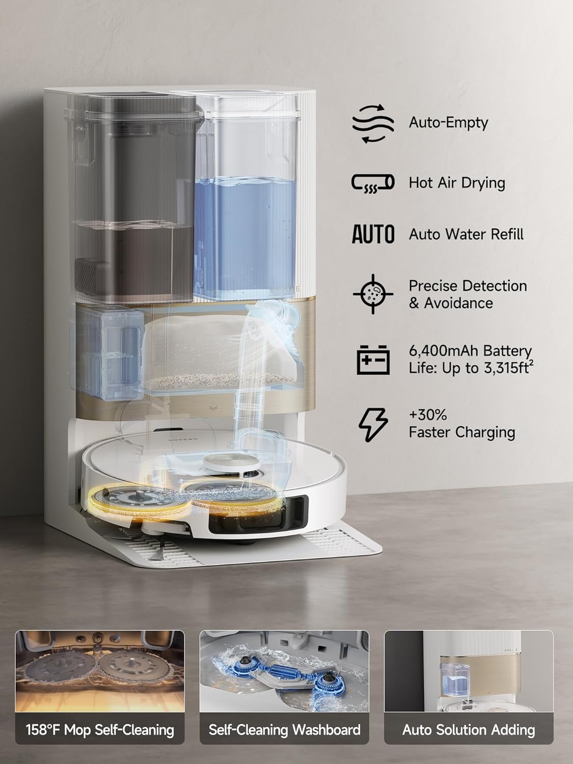 Dreame X40 Ultra Robot Vacuum with 12,000Pa Suction, Liftable Mop, Self-Cleaning & Auto-Empty
