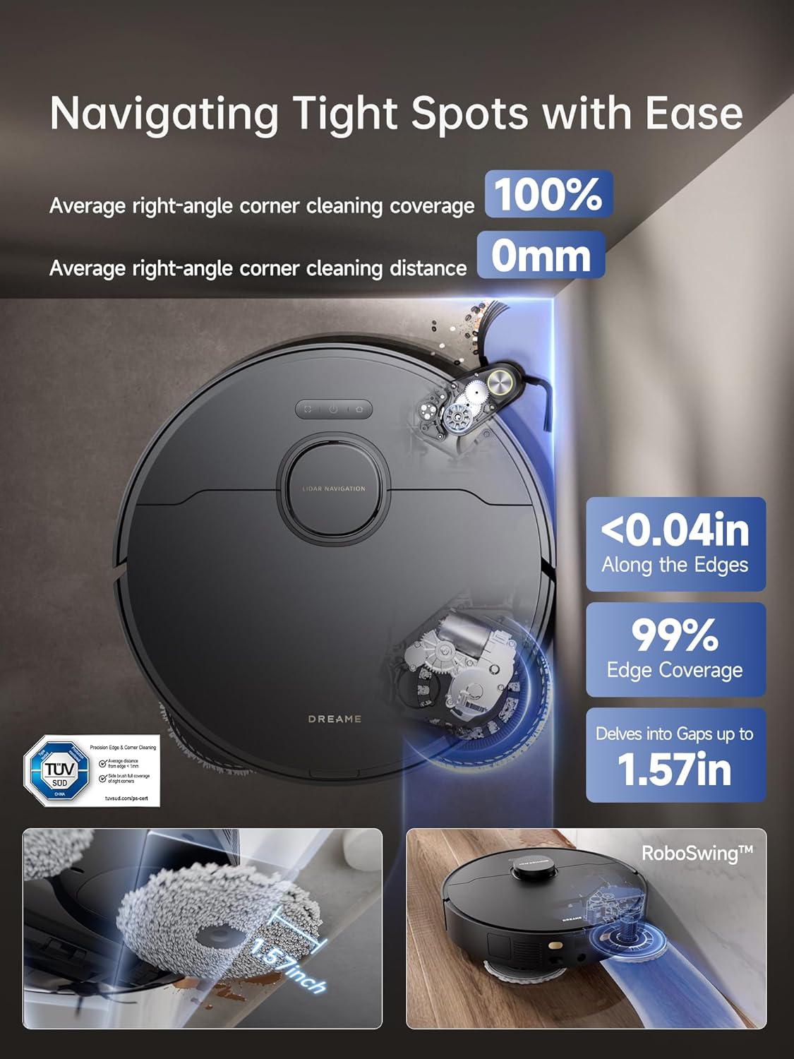 Dreame X40 Ultra Robot Vacuum with 12,000Pa Suction, Liftable Mop, Self-Cleaning & Auto-Empty