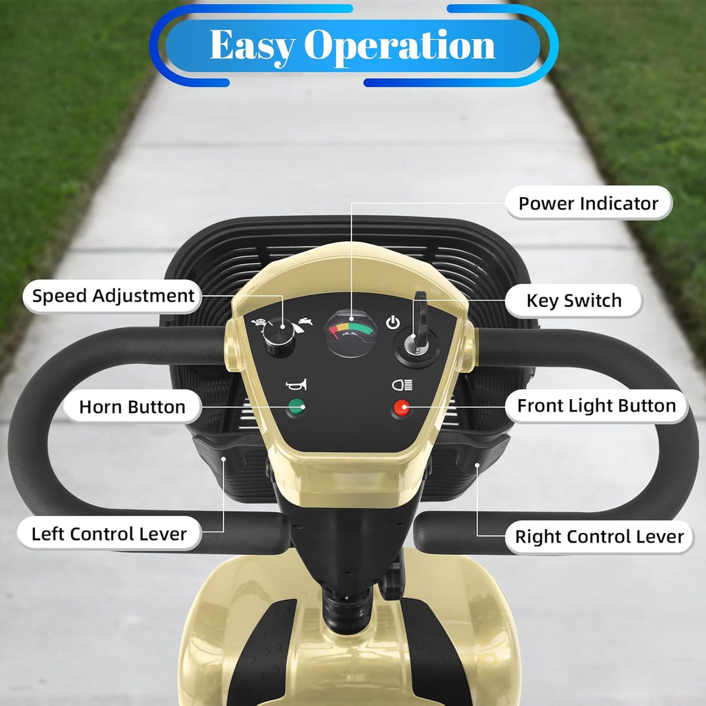 4-Wheel Mobility Scooter for Adults & Seniors, 15–30 Mile Range, 350W, Removable Battery, Compact