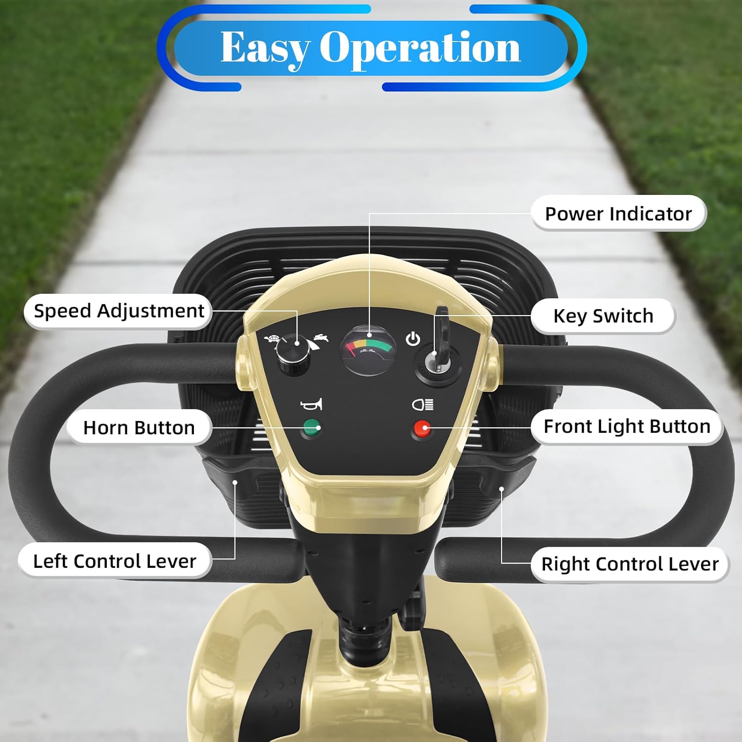 4-Wheel Mobility Scooter for Adults & Seniors, 15–30 Mile Range, 350W, Removable Battery, Compact