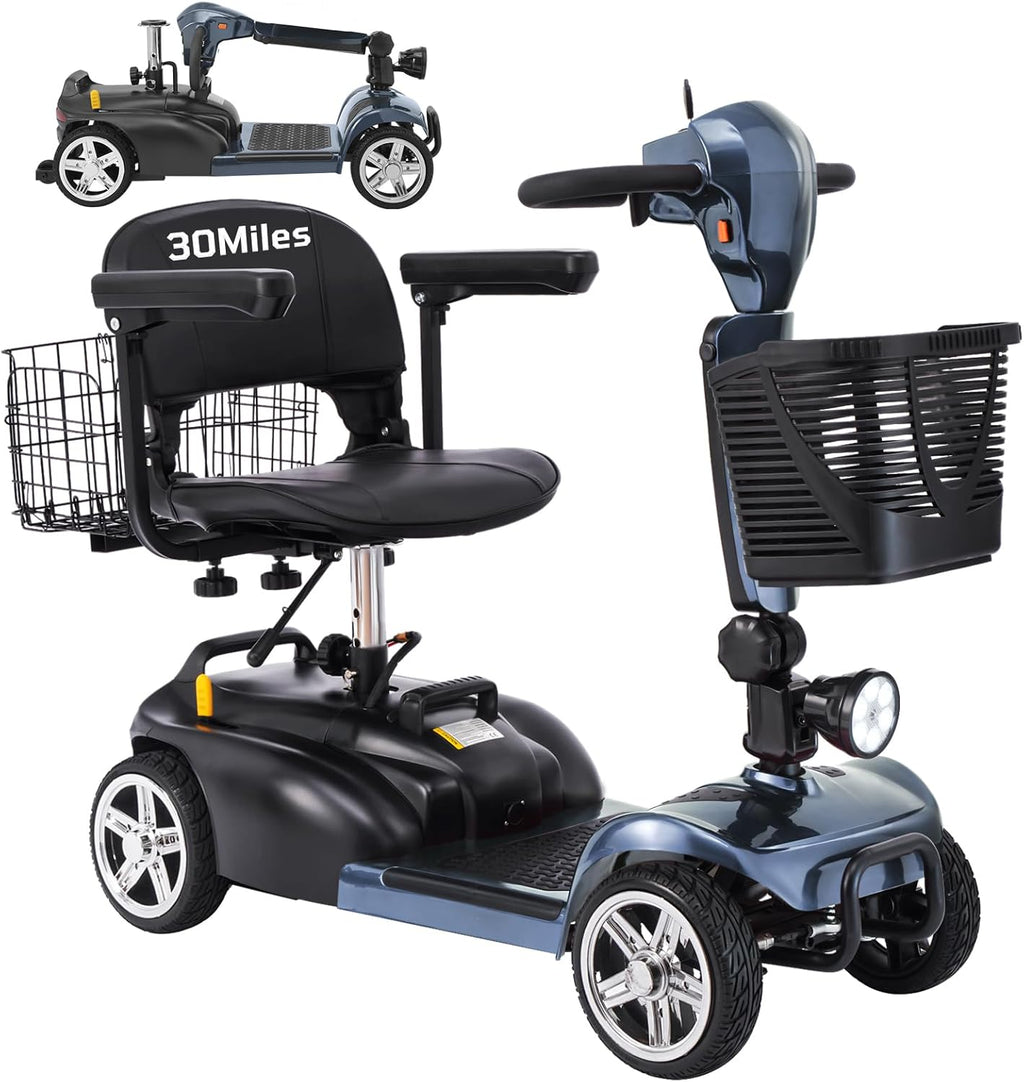 4-Wheel Mobility Scooter for Adults & Seniors, 15–30 Mile Range, 350W, Removable Battery, Compact