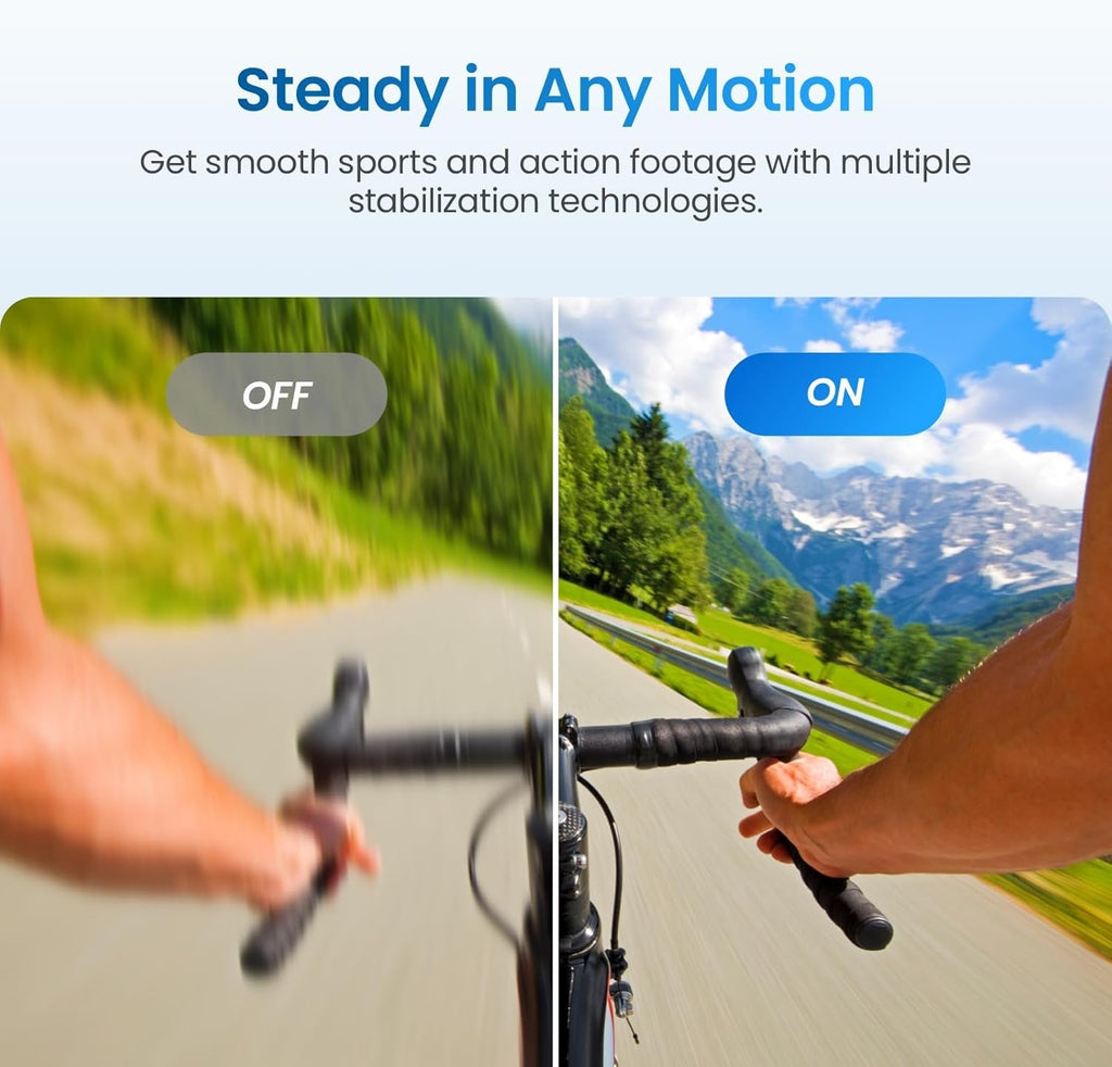 Action Camera 4K Waterproof to 52 ft with Hyper Stabilization & 3‑Hour Battery