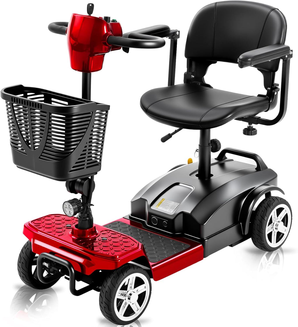 4-Wheel Mobility Scooter for Adults & Seniors, 15–30 Mile Range, 350W, Removable Battery, Compact