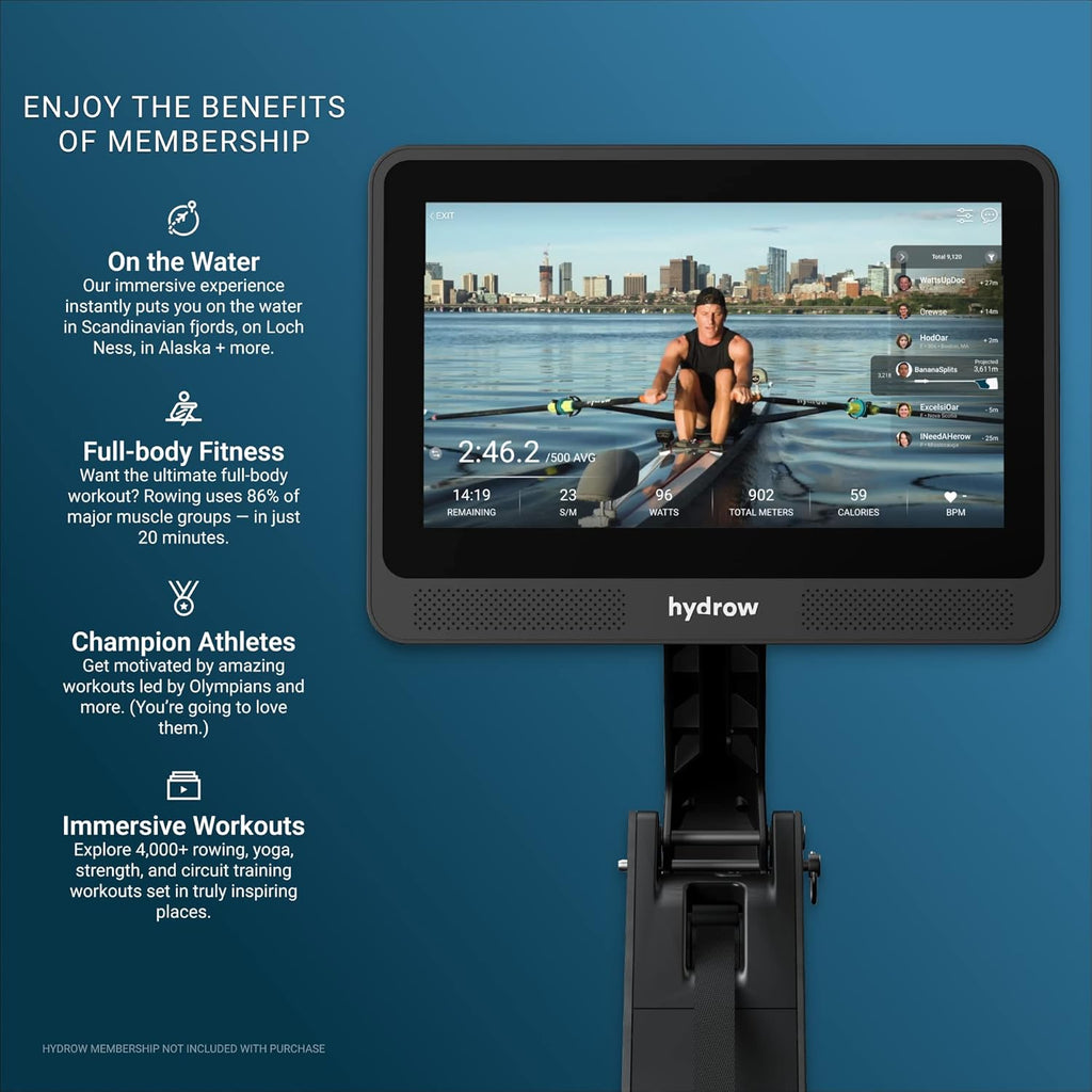 Hydrow Wave Rowing Machine with 16″ HD Touchscreen, Speakers, Foldable, Home Workouts