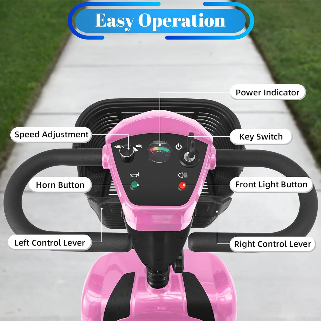 4-Wheel Mobility Scooter for Adults & Seniors, 15–30 Mile Range, 350W, Removable Battery, Compact